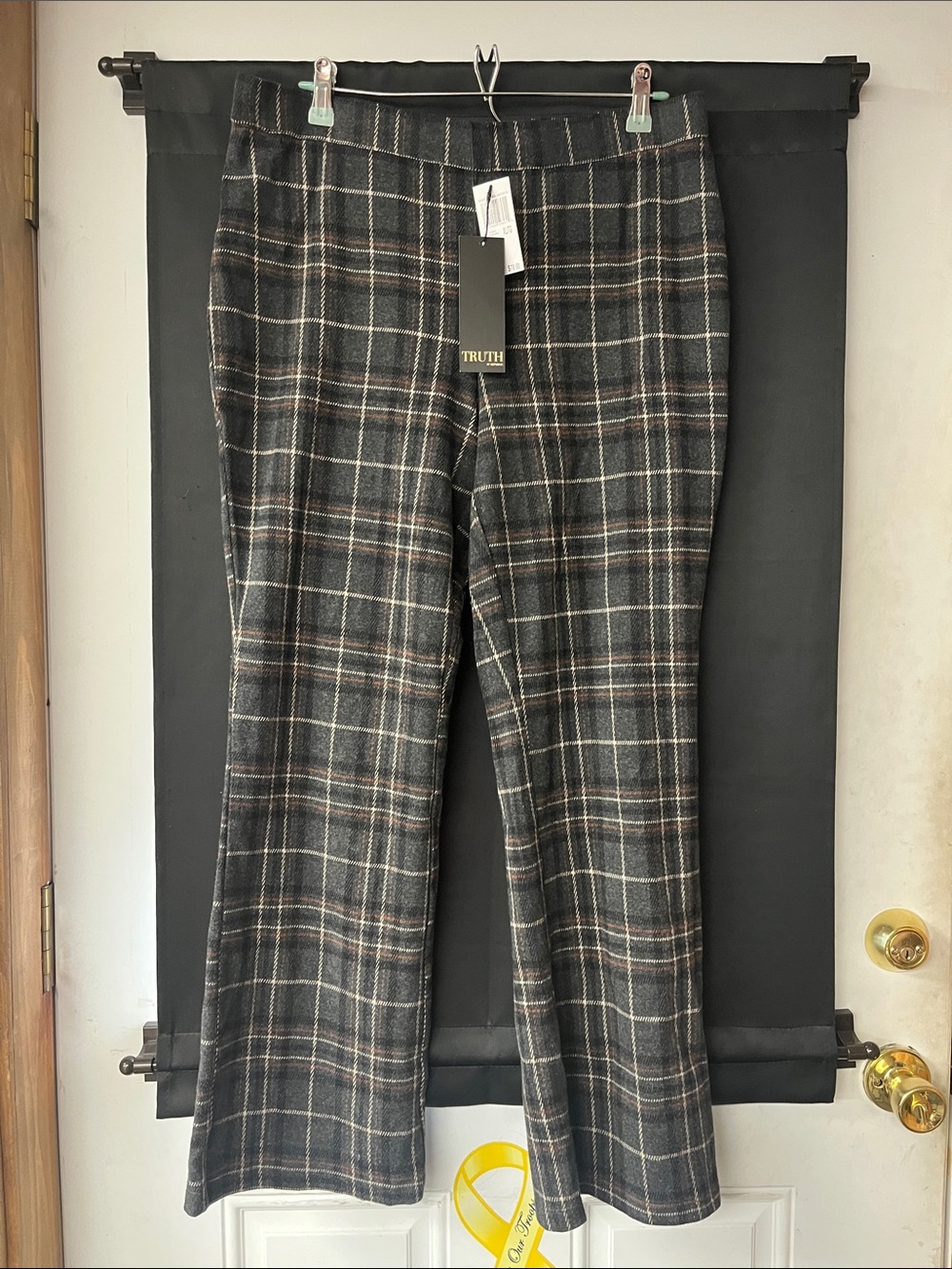 Truth Women’s Plaid Dress Pants with Charcoal Windowpane Plaid NWT XL